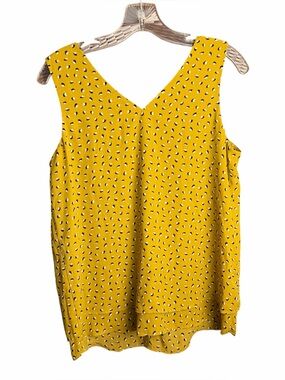 Ann Taylor Factory NWT Women's Yellow Floral Sleeveless V-Neck Blouse Top Size S